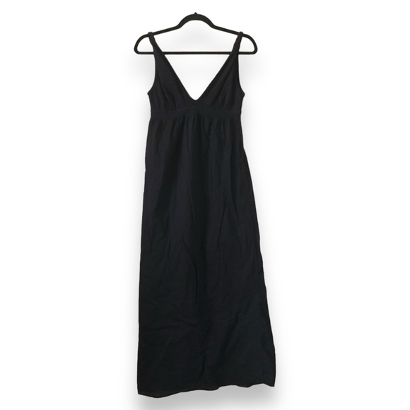 Velvet by Graham & Spencer Black Cotton V-Neck Maxi Dress Sleeveless Size Small